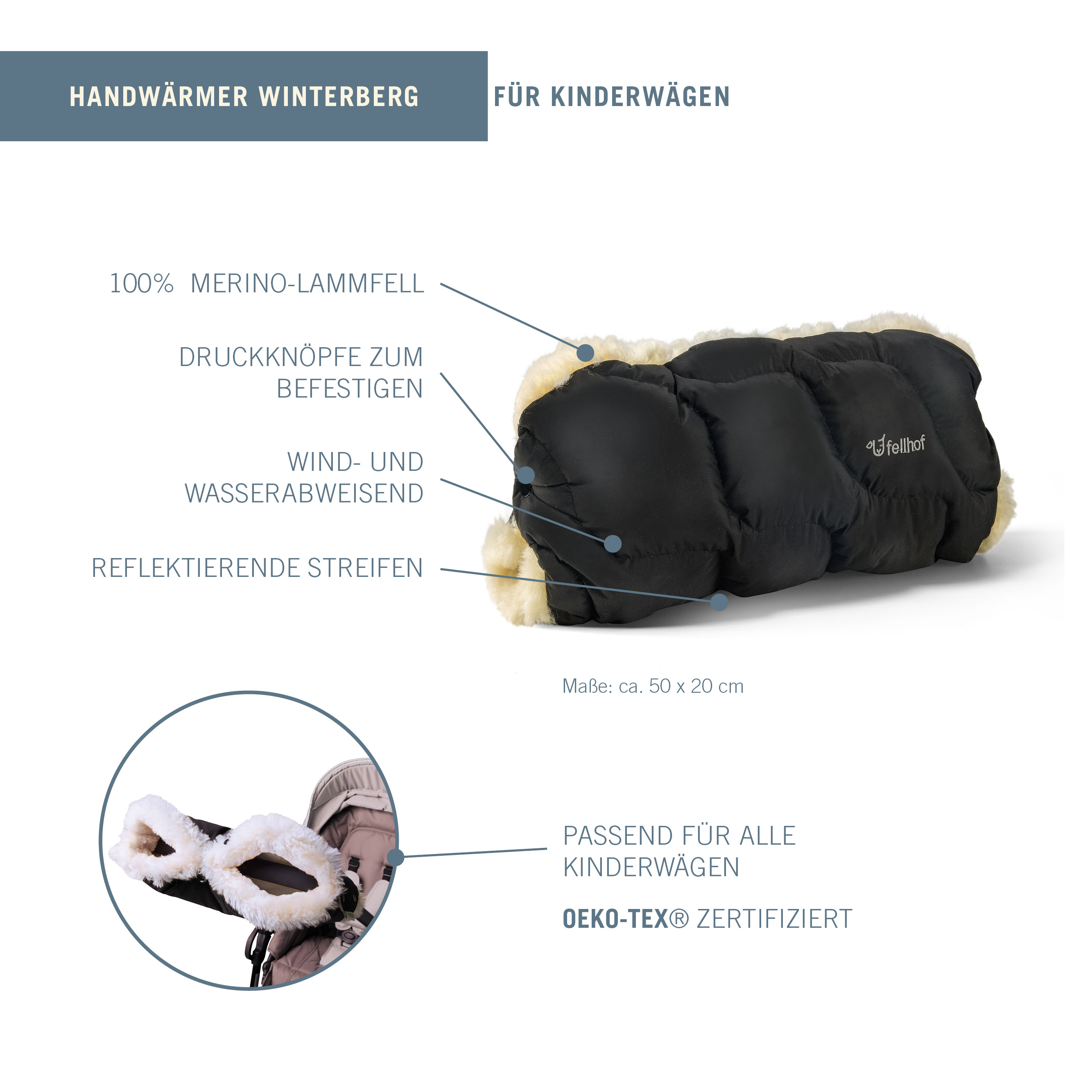 Kinderwagen Handwärmer Winterberg Schwarz