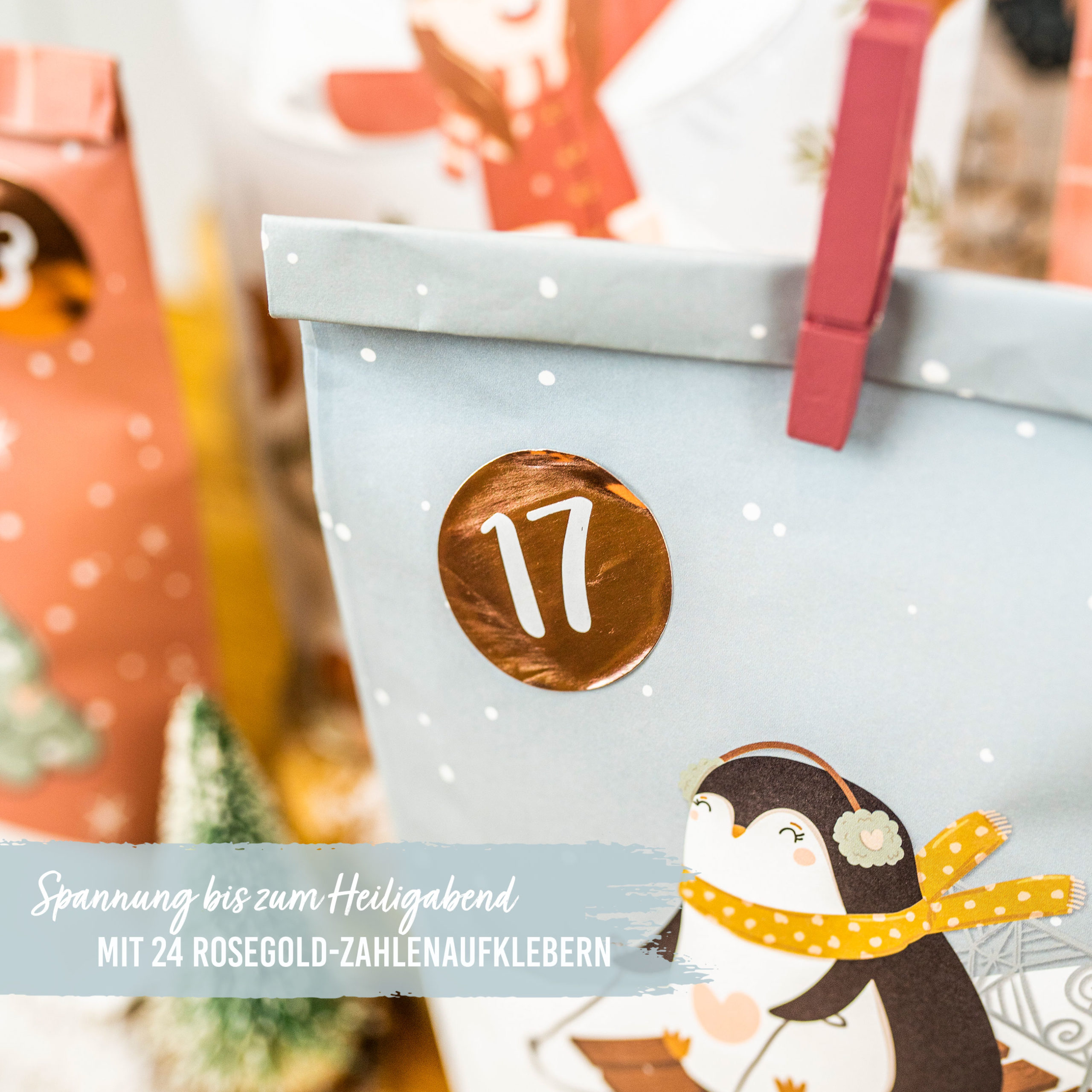 DIY Adventkalender bedruckt Eisblau