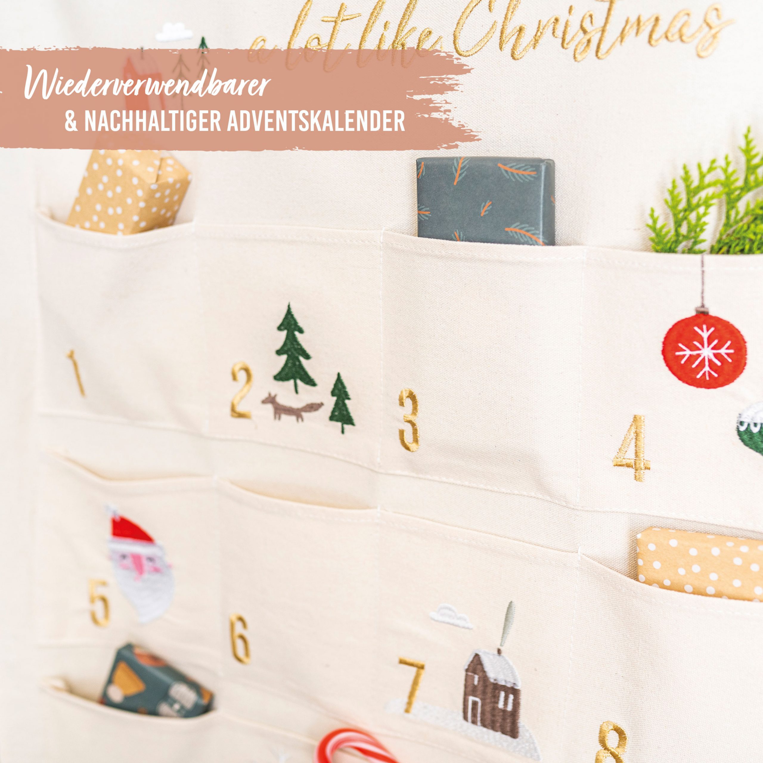 Adventkalender Beige / Gold