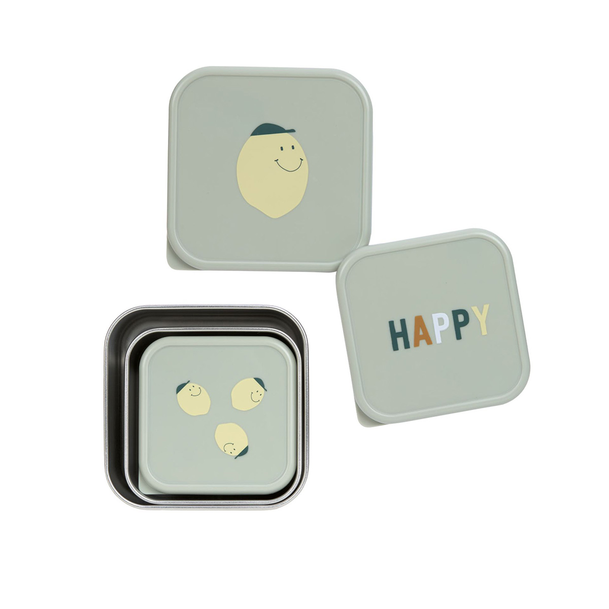 Snackbox Set Edelstahl Happy Fruits Lemon