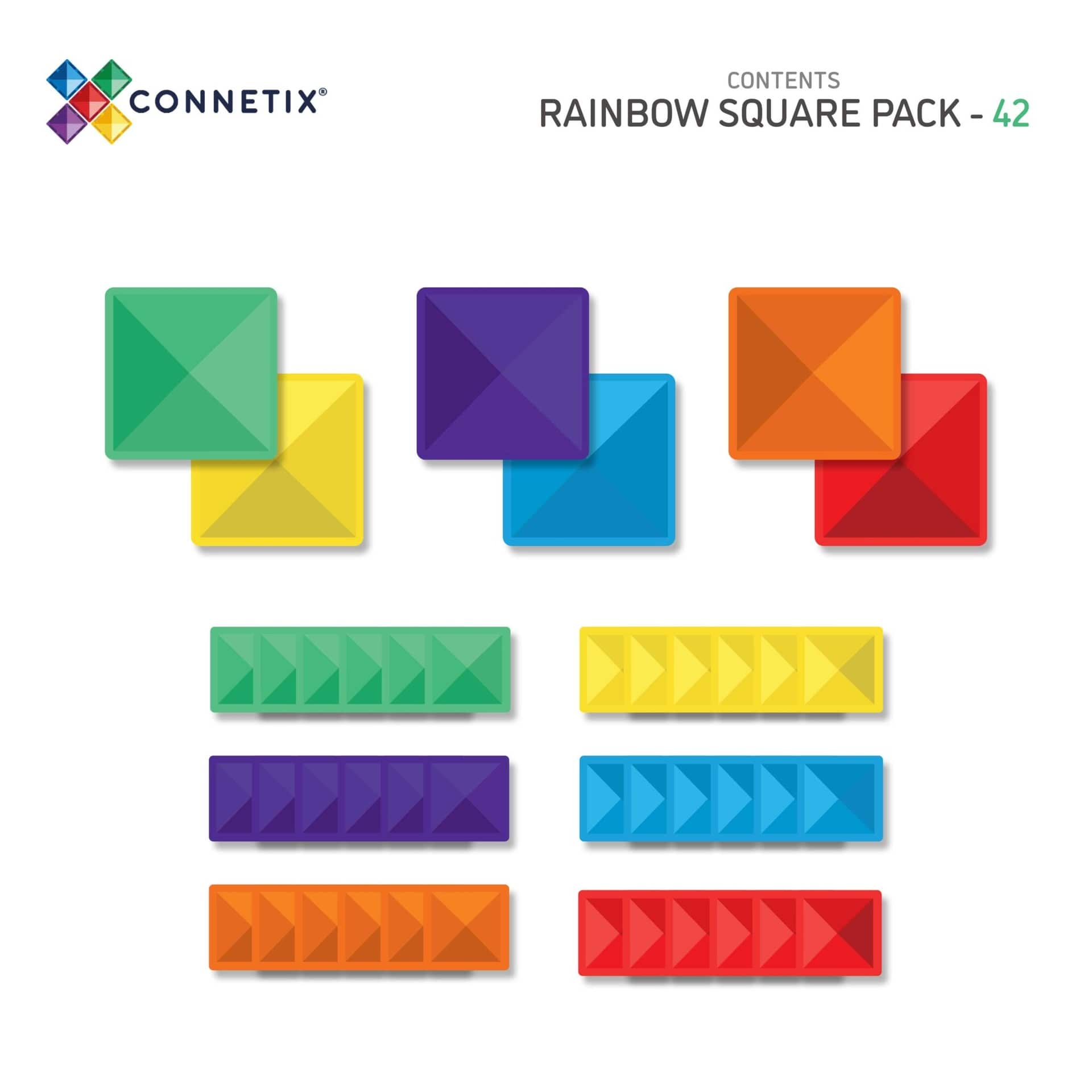 Magnetbausteine Rainbow Square Pack 42tlg.