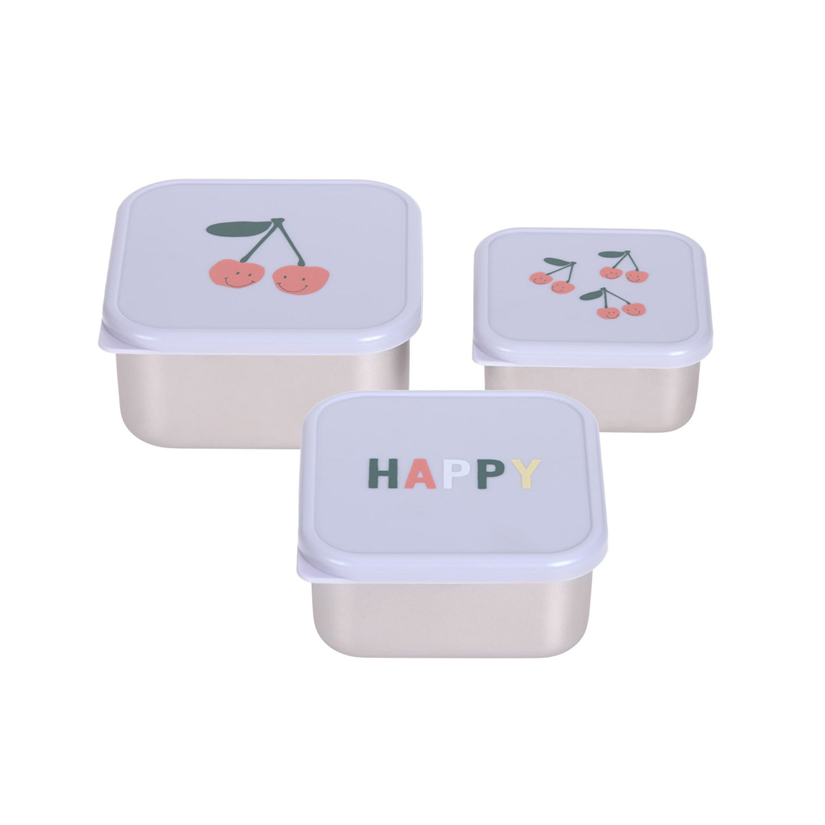 Snackbox Set Edelstahl Happy Fruits Cherry