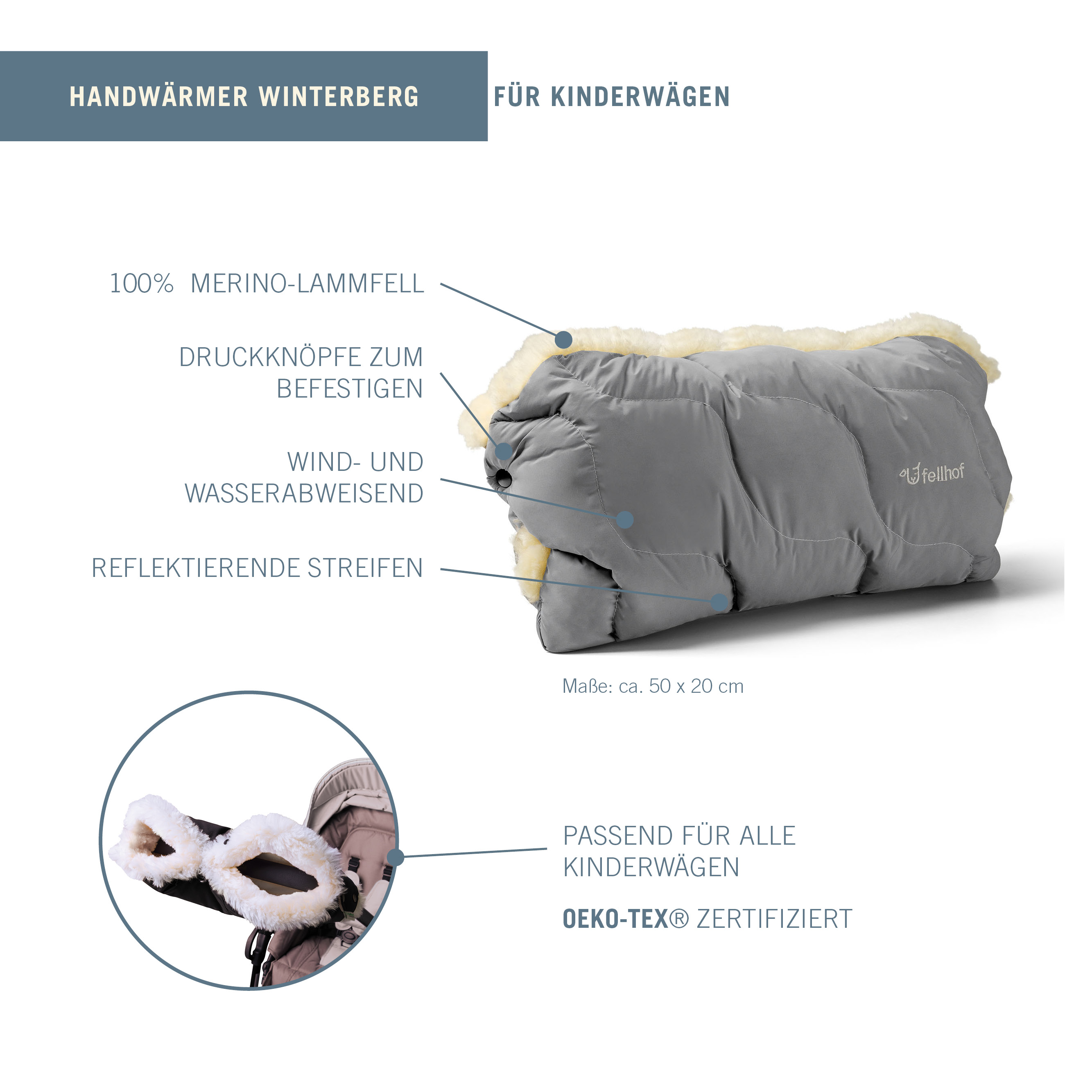 Kinderwagen Handwärmer Winterberg Grau